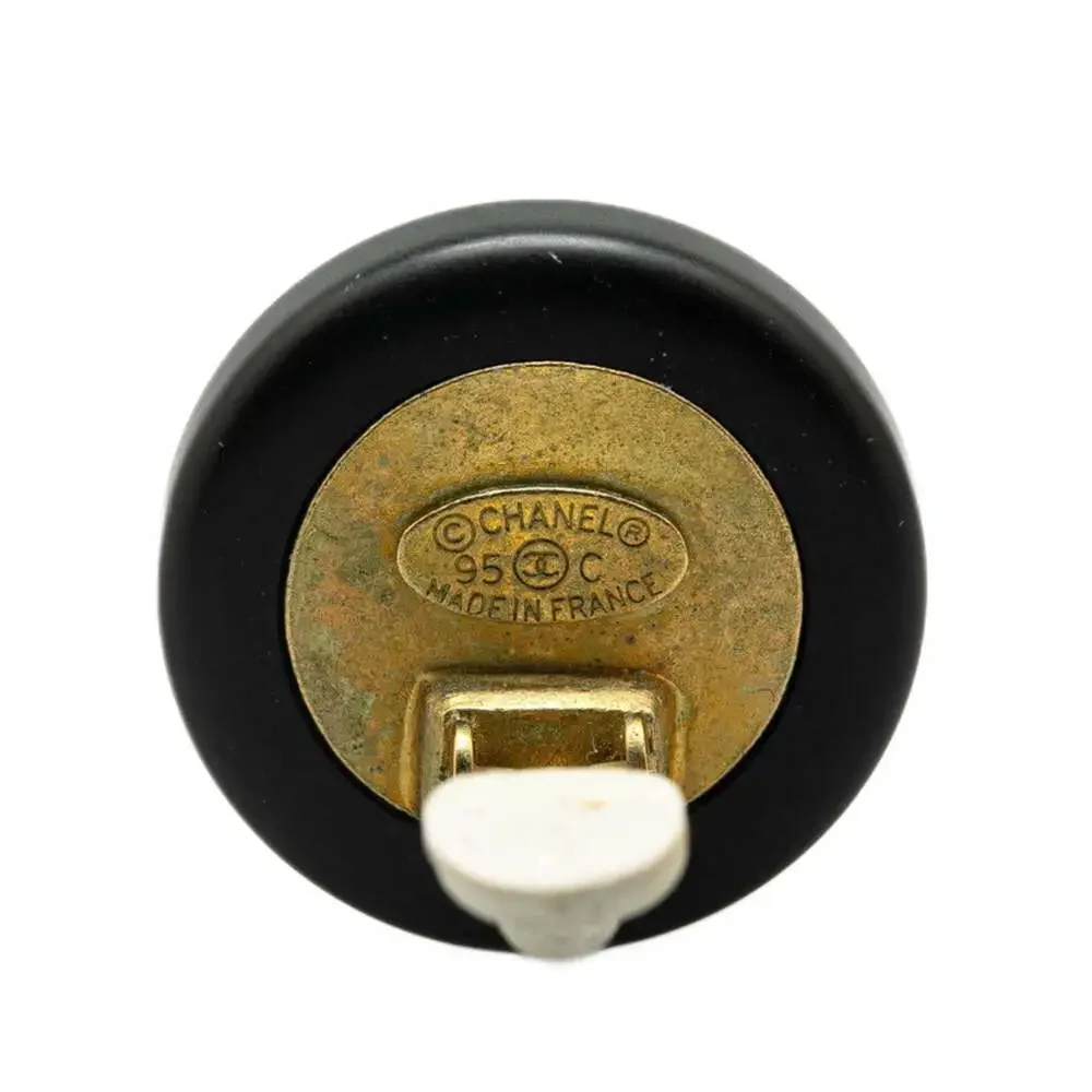 CHANEL Vintage Black Logo Earrings